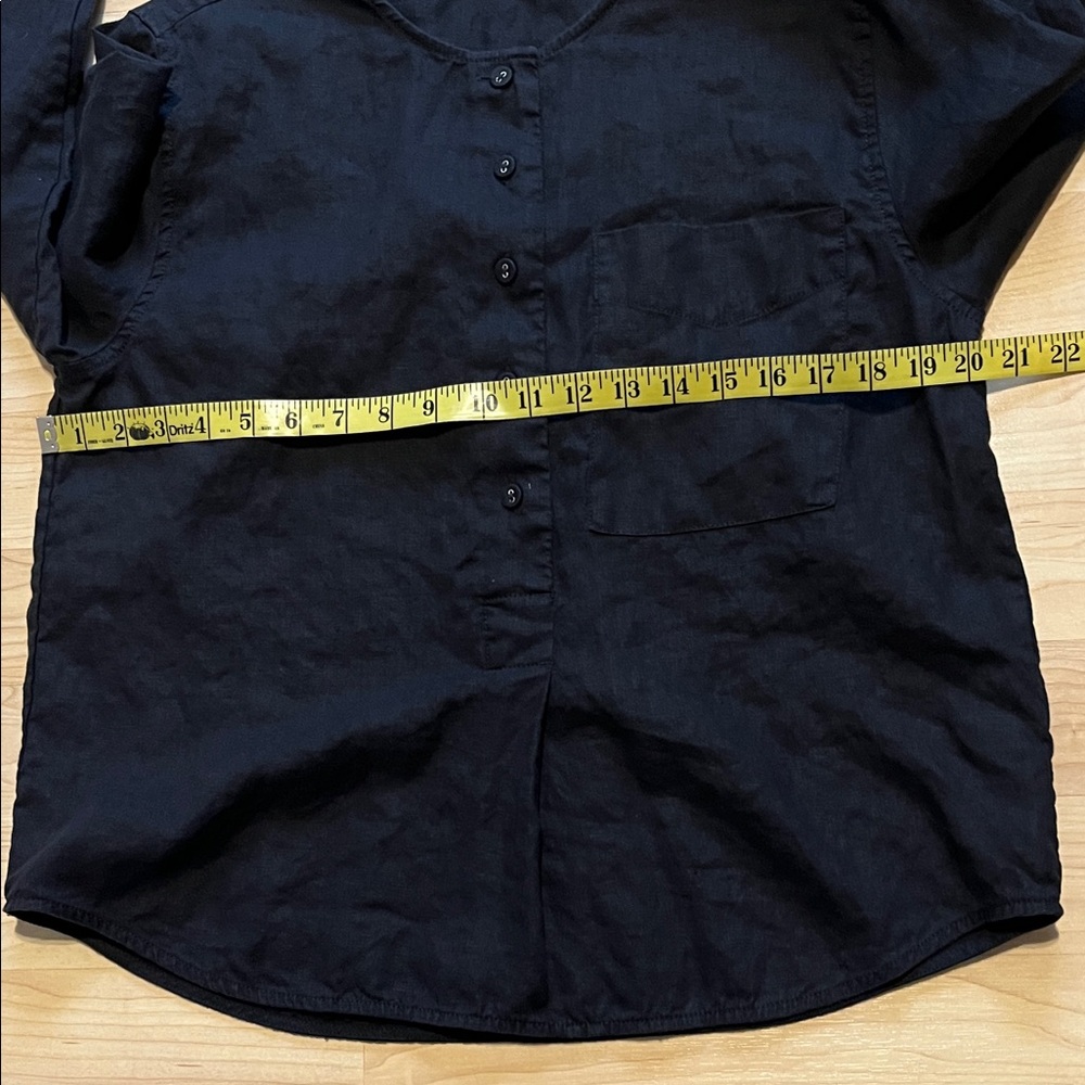 Everlane The Linen Popover Shirt Women's sz 6 Black - Picture 9 of 10